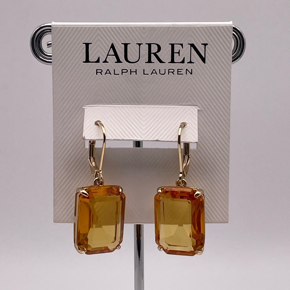 Lauren Large Stone Gold Earrings By Ralph Lauren
